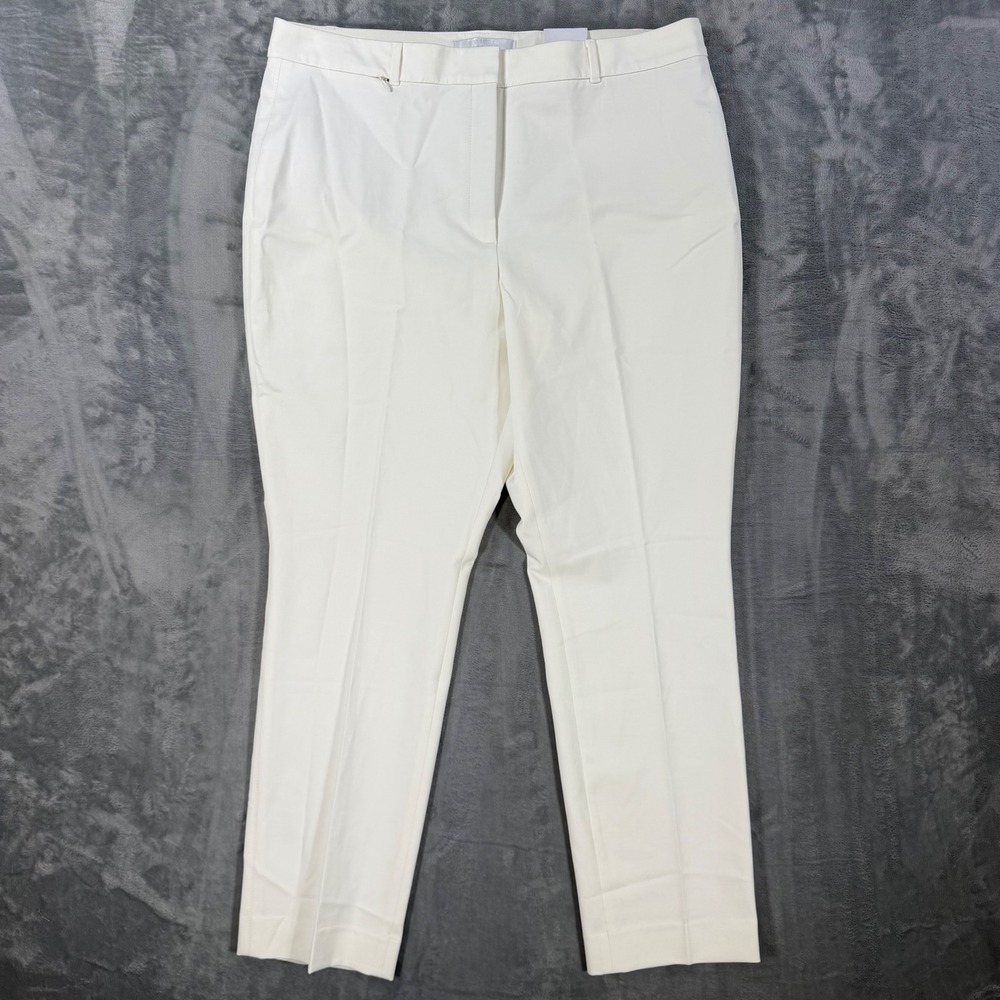 New White House Black Market Crvy Elle Slim Trouser Women's Size 18L Ecru Pants